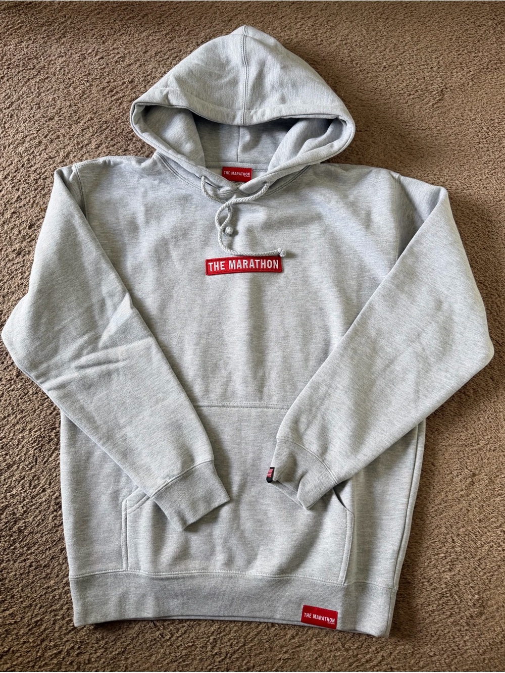 The Marathon Clothing Hoodie Sweatshirt Red Logo Gray
